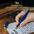 thumbnail image 3 of Wordsworth & Black Fountain Pen Set, 18K Gilded Broad Nib, Includes 24 Pack Ink Cartridges, Ink Refill Converter & Gift Box, Gold Finish, Calligraphy, [Imperial Blue], Perfect for Men & Women, 3 of 10