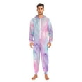 thumbnail image 7 of 1 Piece Adult Onesie Pajamas Cozy & Loose-Fit Sleepsuit Loungewear with Pockets Pastel Pink Marble Texture Medium, 7 of 7