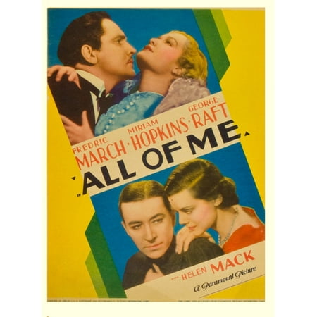 All Of Me Top From Left Fredric March Miriam Hopkins Bottom From Left George Raft Helen Mack On Midget Window Card 1934 Movie Poster Masterprint