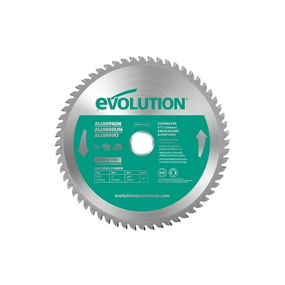 Evolution A210TCT-60CS | 8-1/4 In. | 60T | 1 In. Arbor | Aluminum And Non-Ferrous Metal TCT Blade