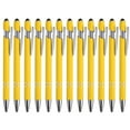 thumbnail image 1 of Bolígrafo Uxcell con punta de stylus, bolígrafo de metal, tinta negra, punta media de 1.0 mm, estilo 1, paquete de 12 en amarillo, 1 of 6