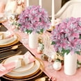 thumbnail image 6 of 1 Pcs Artificial Poinsettia Flowers Christmas Flowers Ornaments Glitter Faux Flowers 5 Stem Poinsettia Floral with Stem Leaf for Home Party Christmas DIY Craft Holiday Decor（Pink）, 6 of 8