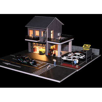 Diorama 1/64 Diecast Garage Model with LED Lighting, City Repairs