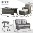 thumbnail image 6 of PARKWELL 7Pcs Outdoor Wicker Rattan Conversation Patio Furniture Set, including Two-seater Sofa, Rocking Chairs, Coffee Table, Ottomans and Side Table with Cushion, Gray, 6 of 10