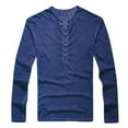 thumbnail image 4 of MesaSe Man V Neck Long Sleeve Shirts Button On Slim For Shirt Leisure Solid Color Top, 4 of 6