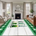 thumbnail image 2 of Area Rug 60×96in, Happy St. Patrick's Day Dwarf Floor Carpet Living Room Rug, Clovers Green Black Buffalo Check Non-Slip Welcome Mat Indoor Rugs for Bedroom Dining Room, 2 of 9