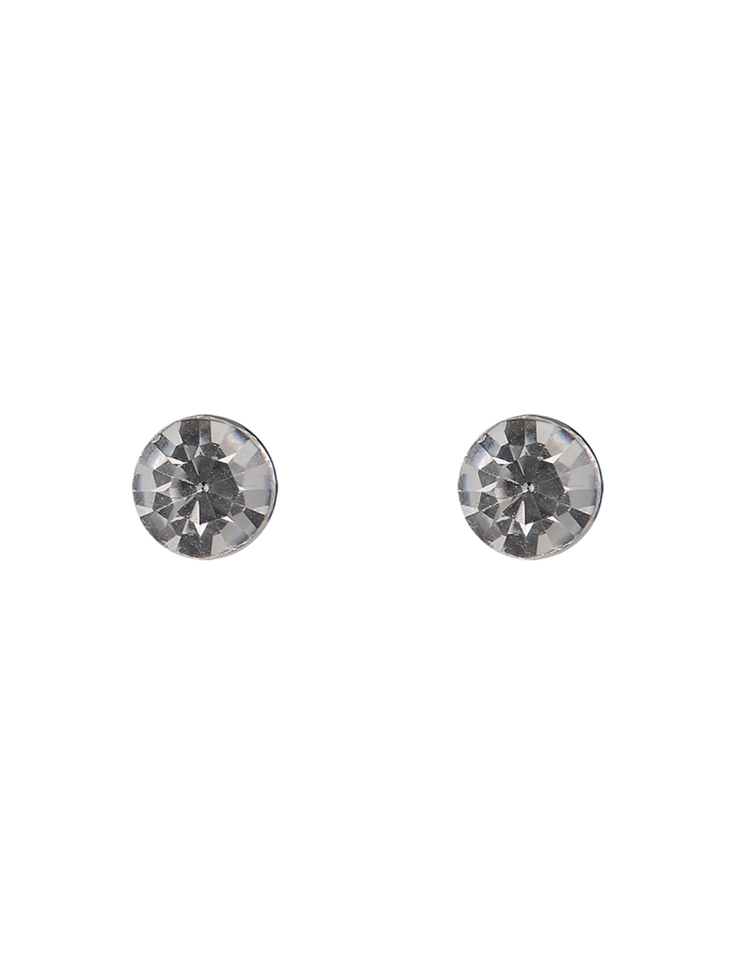 Time and Tru Silvertone 3-On Crystal Stud, Hoop, Initial "K" Earring Set