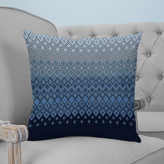 Blue Grey Ombre Geometric Throw Pillow Covers, Soft Pillowcases with Invisible Zipper, Modern Abstract Art Decorative Square Pillow Cushion Covers for Living Room Couch Sofa Bed 20x20 Inches