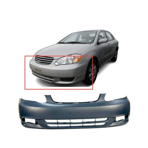 DCP Front Bumper Cover For 2003-2004 Toyota Corolla S Sedan w Fog Light Holes