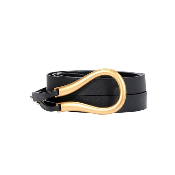 Women PU Leather Waist Belt Double Strap Tie Wrap Cinch Belt
