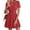 Red1, variant on Kojanyu Women's Spring and Summer Casual Mini Dress – Lightweight Short Sleeve V-Neck Boho Beach Dress with Elastic Waist & Pockets