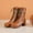 Brown, variant on Herrnalise Women's Fashion Lace Leather Boots Square Head Thick Heel Strap Casual Booties clearance under 10