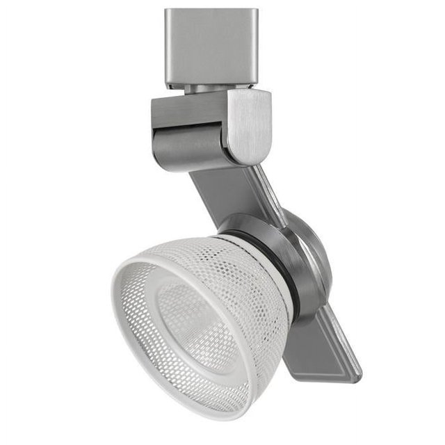 Benjara BM223685 12W Integrated LED Metal Track Fixture with Mesh Head, Silver & White