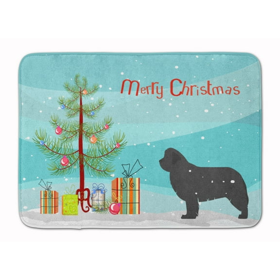 Newfoundland Merry Christmas Tree Machine Washable Memory Foam Mat