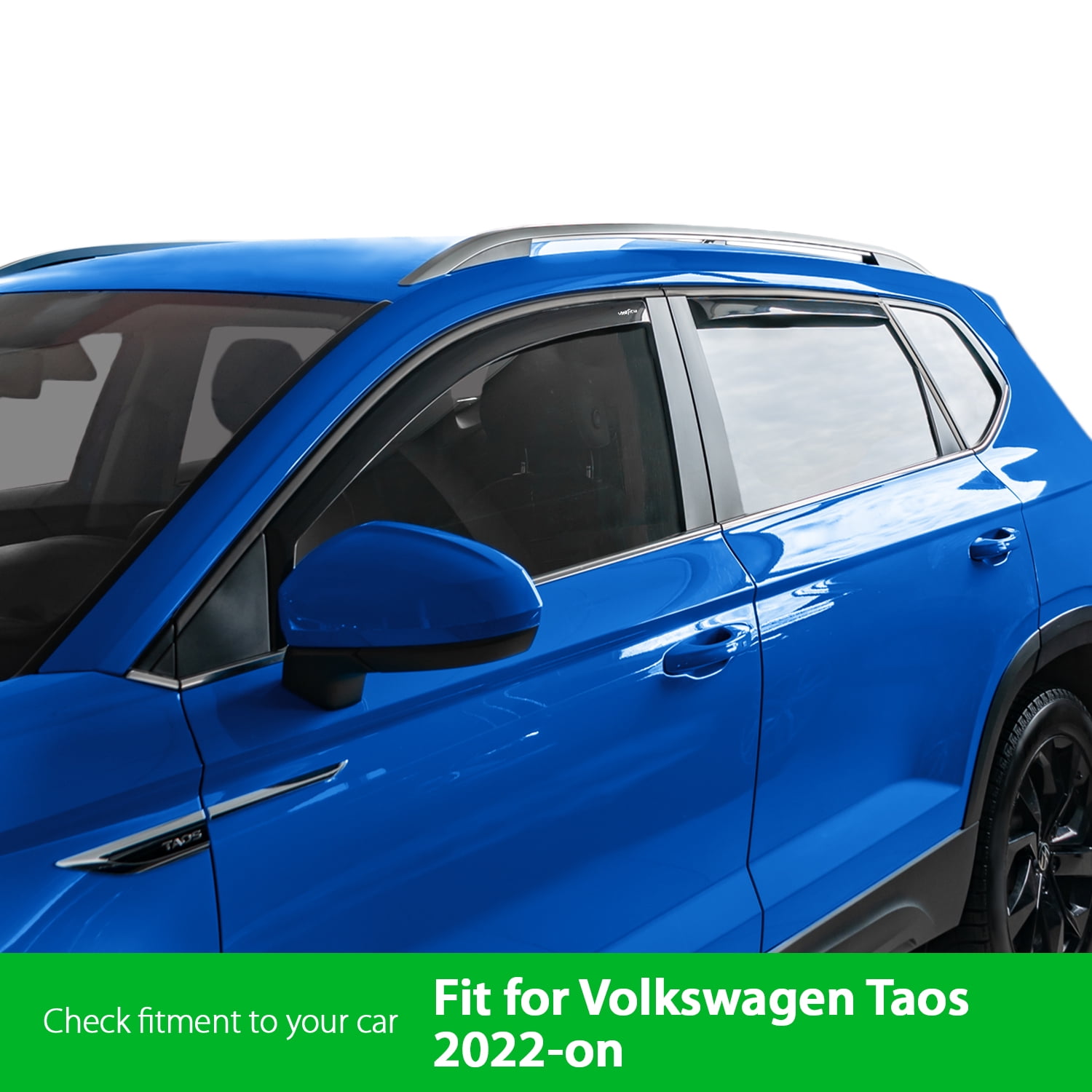Goodyear Shatterproof in-Channel Window Deflectors for Volkswagen Taos 2022-2025, Rain Guards, Window Visors for Cars, Vent Deflector, Car Accessories, 4 pcs - GY007938