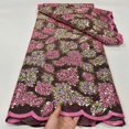 thumbnail image 3 of Tela de encaje africano con lentejuelas bordadas perfecl Para novia boda nigeriana faldas de mujer Rosado 450x130cm, 3 of 4