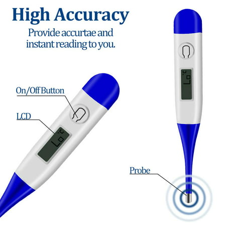 GLiving  LED Digital Professional Thermometer Best to Read & Monitor Fever Temperature  by Oral Rectal Underarm & Axillary Thermometers & Reliable Readings for Baby Adult