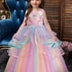 thumbnail image 1 of Vestido De Tul Colorido Con Flores Para Niñas, Disfraz De Princesa Elegante De Color Arcoíris, Vestidos De Fiesta De Tul, 1 of 4