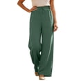 thumbnail image 2 of High Waisted Wide Leg Palazzo Pants for Women Summer Beach Vacation Lounge Trousers with Pockets 2026 Trendy Green XL, 2 of 7