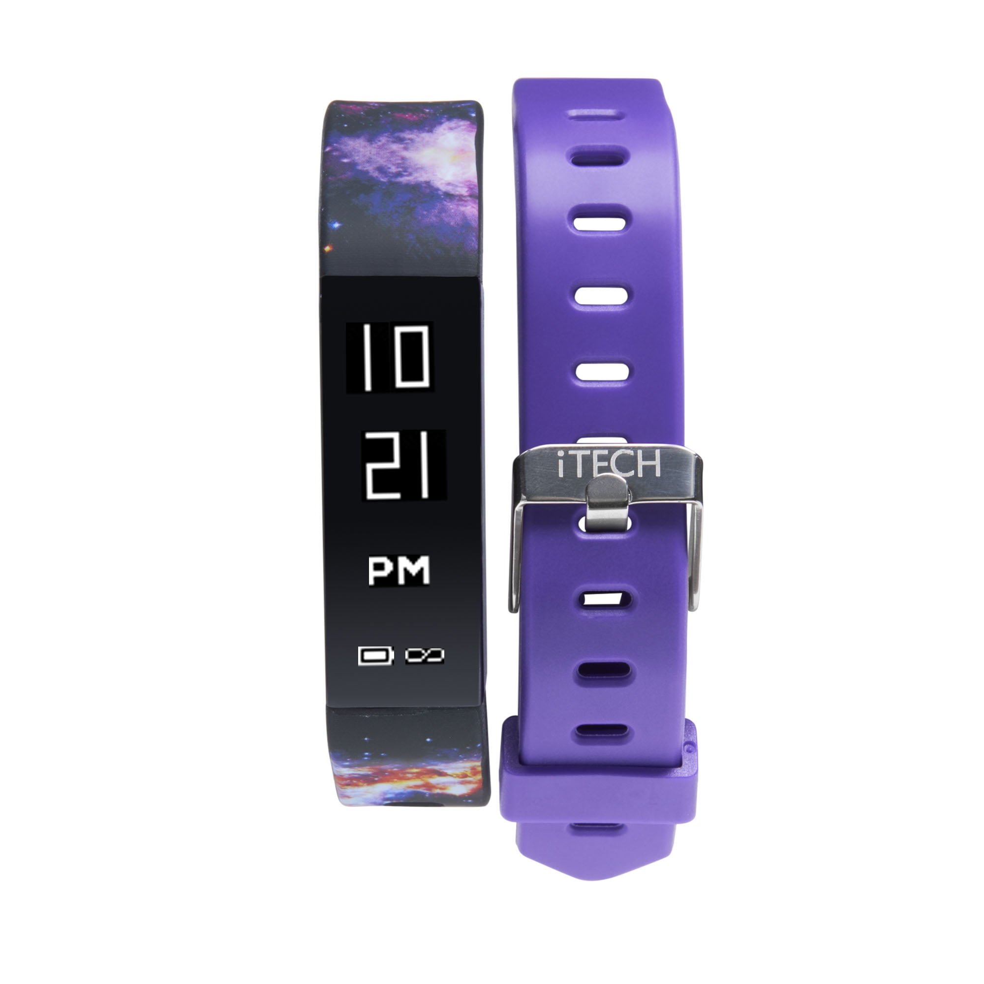 iTech Smart Watch & Fitness Tracker, Burgundy Silicone Strap 