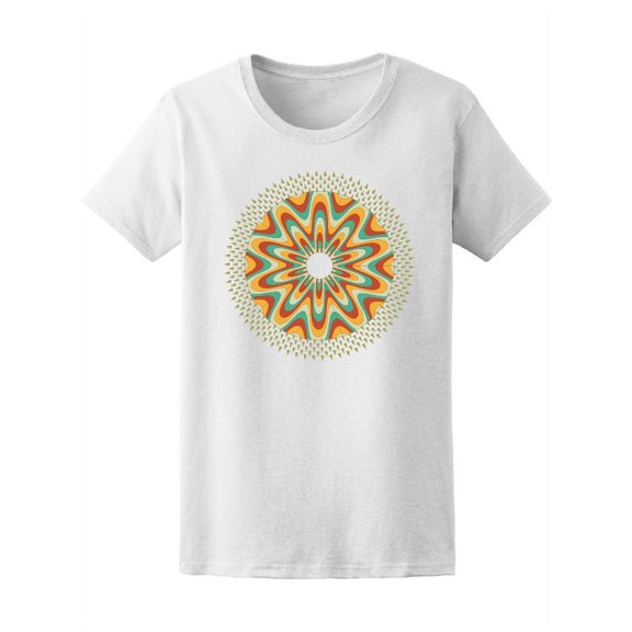 Retro Colorful Round Flower T-Shirt Women -Image by Shutterstock, Female XX-Large