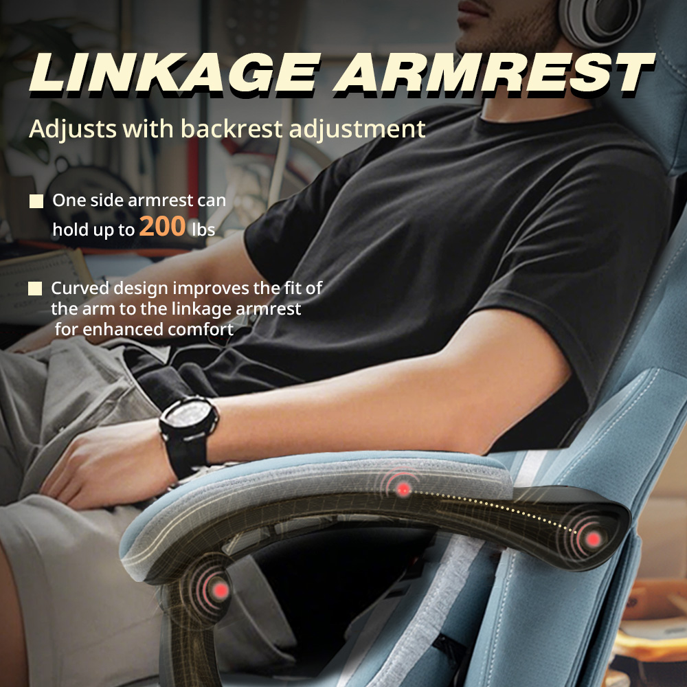 GOOSEA Gaming Chair with Footrest and Lumbar Massage, High Back Ergonomic Computer Desk Chair, Big and Tall Office Chair with Retractable Footrest, 300lbs, Blue