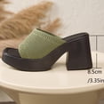 thumbnail image 6 of Xfvqtps Womens Slide Sandals Open Square Toe Knit Chunky Block Heel Casual Comfort House Shoes Summer Spring Outdoor Indoor Slides, 6 of 9