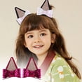 thumbnail image 4 of 2 pinzas para el pelo con lazo y orejas de perro brillantes para niños pequeños, decoración de lentejuelas brillantes, horquillas para el pelo, suministros de decoración para fiestas, 4 of 8
