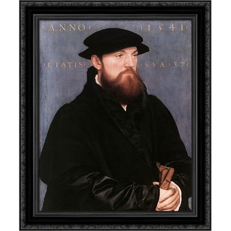 De Vos van Steenwijk 20x23 Black Ornate Wood Framed Canvas Art by Holbein, Hans (Younger)
