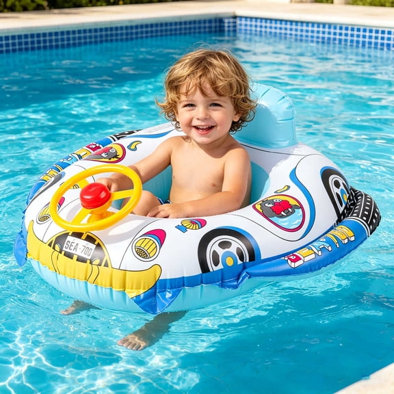Car Shaped Inflatable Pool Float, Family & Kids Swim Ring, Cute Car Pool Toy for Toddlers, Suitable for Ages 1 and Up