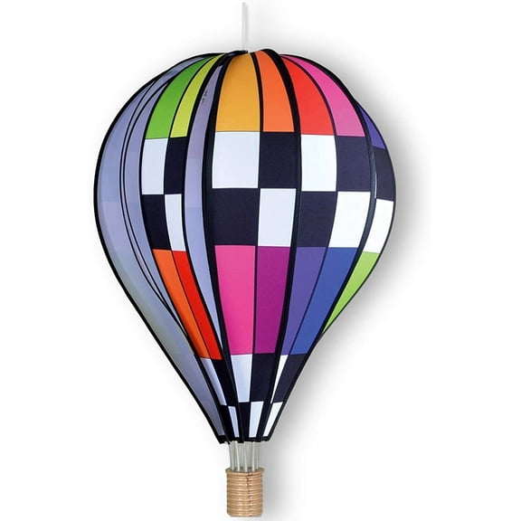 Checkered Rainbow Hot Air Balloon 26 In. - Large Wind Spinner by Premier Kites