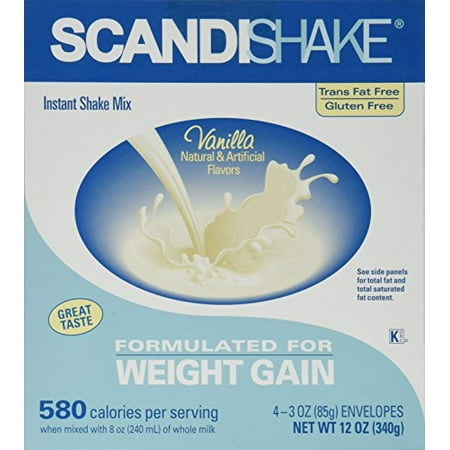 Scandishake Weight Gain Instant Shake Mix Powder Vanilla 12