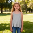 thumbnail image 4 of Big Girls T-Shirts Summer Casual Sleeveless Tank Top With Striped Design Vest Tops Tees Size 13-14T, 4 of 4