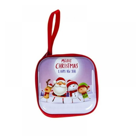 

Brand Clearance!!Christmas Tinplate Purse Christmas Gifts Children Toys Multi-Functional Earphone Key Storage Bag Jewellery Earings Zip Wallet Christmas Tree Hanging Pendant