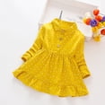 thumbnail image 4 of Adarl 3 Colors Autumn Casual Baby Kids Girls Dot Print Long Sleeve Dress Toddler Party Princess Yellow 2-3 Years, 4 of 11