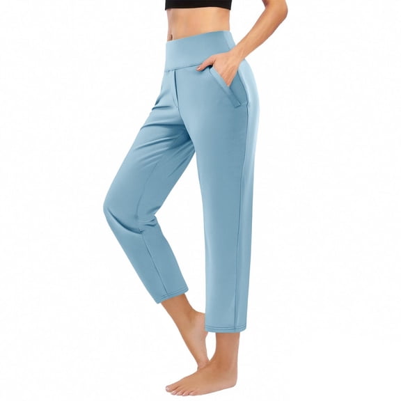 Admvng Cropped Pants for Women Straight Leg Stretch Golf Trousers with Pockets