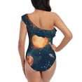 thumbnail image 5 of Rateoe Solar System And Planets Pattern Women One Piece Swimsuits Tummy Control One Shoulder Bathing Suits Ruffle Swimwear-Medium, 5 of 6