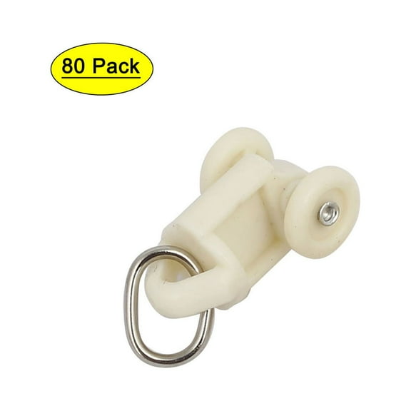 Uxcell 10mm Dia Twin Wheel Curtain Track Rail Slide Rollers Gliders Beige 80pcs