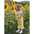 thumbnail image 4 of Cenuakty ﻿Little Girls 12M 18M 2T 3T 4T 5T Overalls Adorable Watermelon Flower Embroidery Sleeveless Square Collar Plaid Bell Bottoms Jumpsuit, 4 of 9
