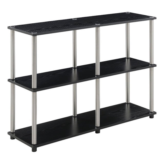 Pemberly Row Table Console Sans Outils avec Étagères en Finition Bois Noir