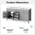 thumbnail image 2 of Merluxy 60″ Bathroom Vanity with Sink Combo, Modern Double Sink Vanity, Solid Wood with 3 Storage Drawers & Adjustable Shelves, Grey, 2 of 8