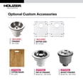 thumbnail image 5 of Houzer Contempo 33 inch Stainless Steel Undermount 50/50 Double Bowl Kitchen Sink with Strainers & Grids - CTD-3350, 5 of 7