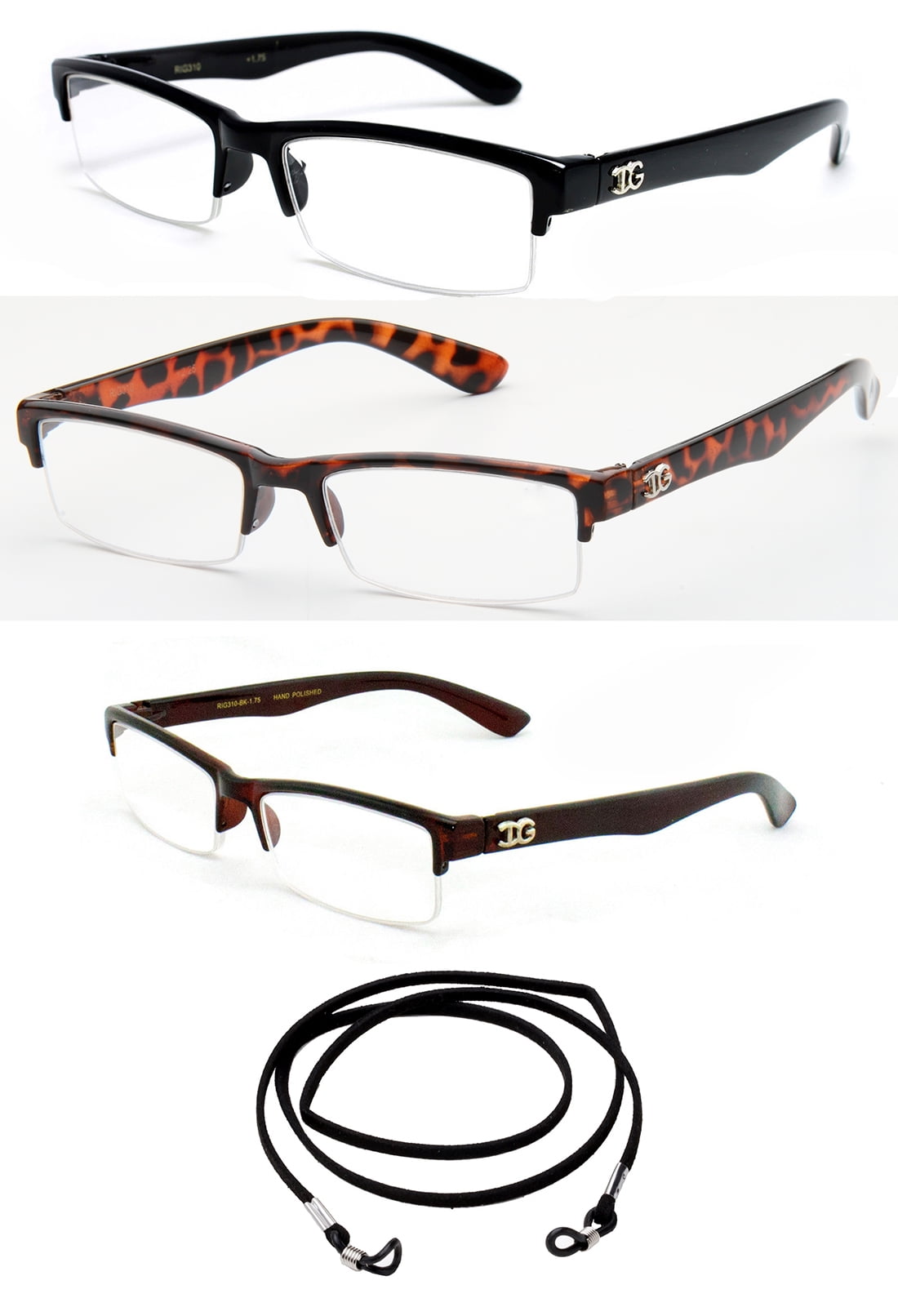 3 Pairs Classic Basic Simple Half Frame Fashion Reading Glasses with