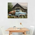 thumbnail image 2 of ERAPDAUR Farmhouse Truck Wall Art, Old Truck Canvas Wall Art Prints, Rustic Country Pictures, Vintage Blue Old Pickup Car Truck Flower Paintings for Living Room Bathroom Bedroom Wall Decor 20x16in, 2 of 6