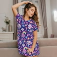 thumbnail image 3 of Balery Skull mushroom rainbow Pattern Womens Short Sleeve Sleepshirt Scoopneck Cute Nightdress Comfy Nightgown Loungewear Dress, 3 of 6