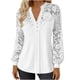 thumbnail image 3 of TaTaai Womens V Neck Solid Color Long Sleeve Tops Trim Detail Loose Casual Soft Blouse Breathable Elegant Shirt For Spring Summer Daily Vacation Outfits Gift, 3 of 9