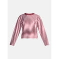 thumbnail image 5 of No Boundaries Oversize LS Stripe Tee, Women’s Sizes XXS-XXL, 5 of 5