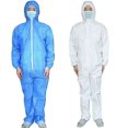 thumbnail image 1 of Disposable Medical Coat Lab Jacket Blue White Romper Loose Breathable Waterproof Elastic Cuff Hat, 1 of 5