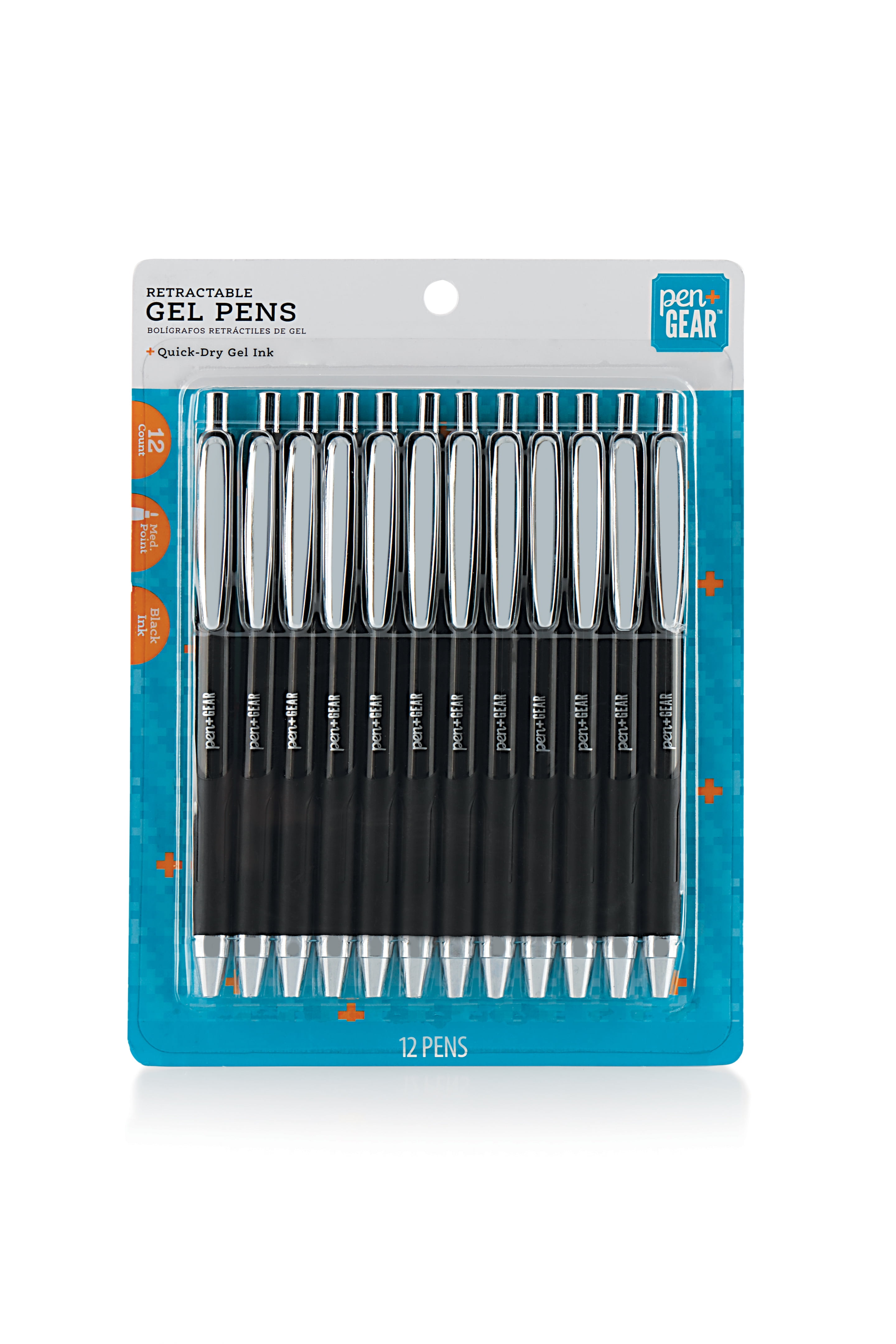 Pen+Gear Retractable Gel Pens, Black, 12 Count