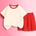 thumbnail image 2 of LIaqionyy Girls Boys Cotton Short Sleeve Crew Neck Top and Short Sets Summer Comfortable Outfit Clothes, 2 of 5